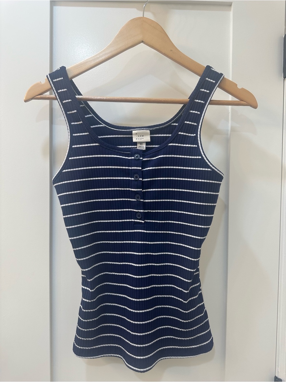 Navy and White Fitted Striped Tank Top